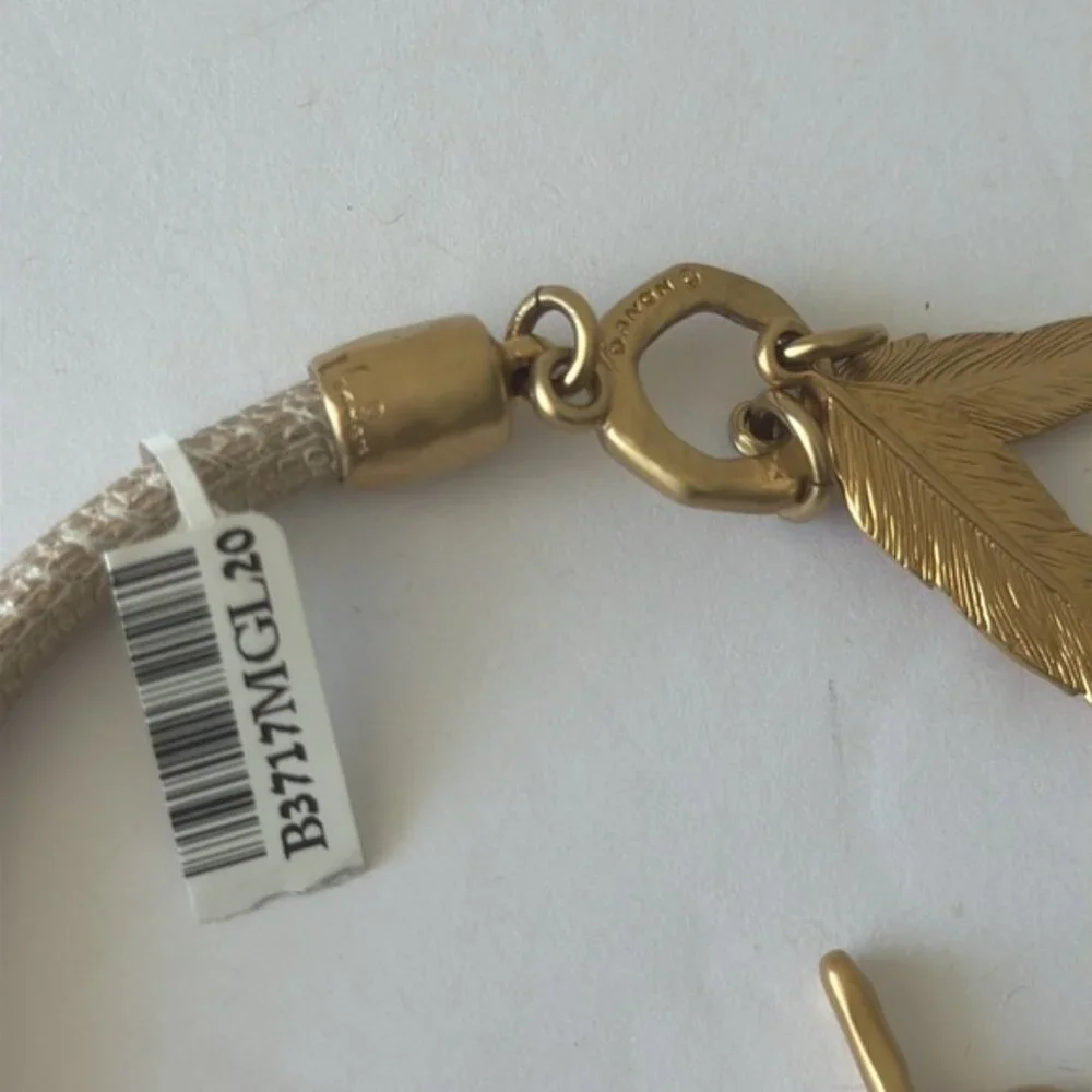 Danon Leather Gold Bracelet with Metal Leaves Gold Color 7